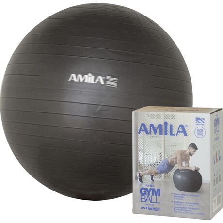 Μπάλα Γυμναστικής Gymball 65cm AMILA Μαύρο Κωδ. 95845