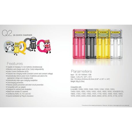 ΦΟΡΤΙΣΤΗΣ NITECORE Q2, Quick charger, 2A,Mango