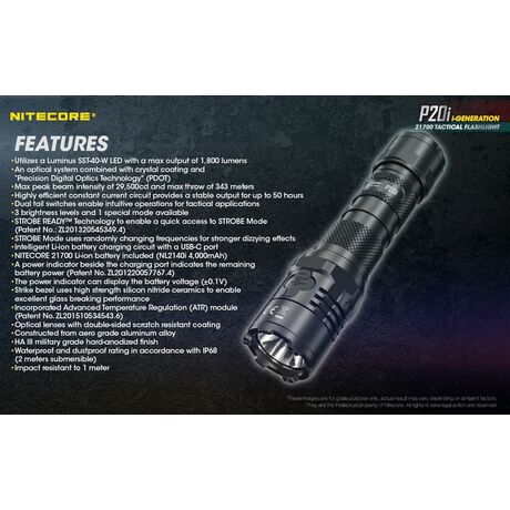 ΦΑΚΟΣ LED NITECORE PRECISE P20i, Tactical, Strobe Ready